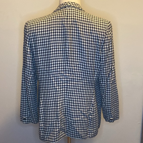 Christian Dior Black and White Checkered and Fully Lined Blazer (US 14) - Picture 5 of 7